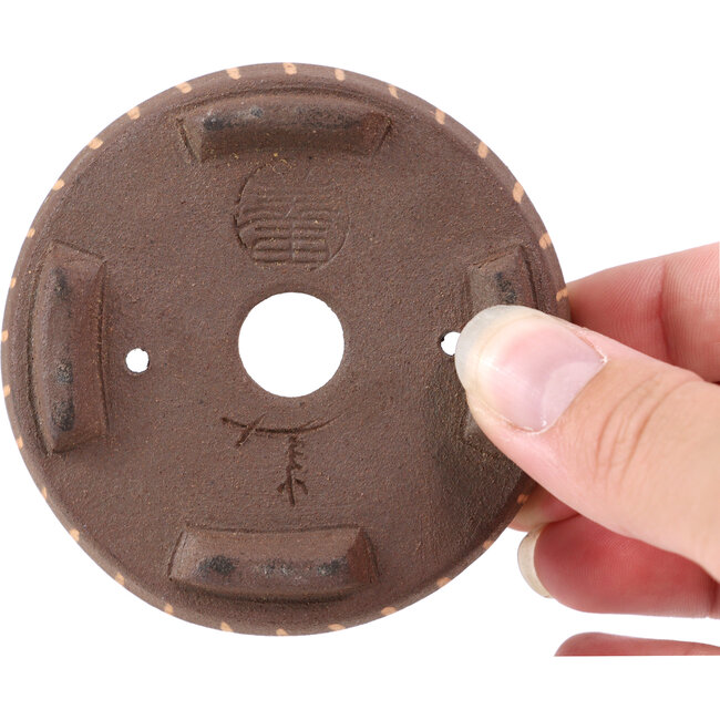 Pot à bonsaï rond non émaillé par Terahata Satomi Mazan - 75 x 75 x 22 mm