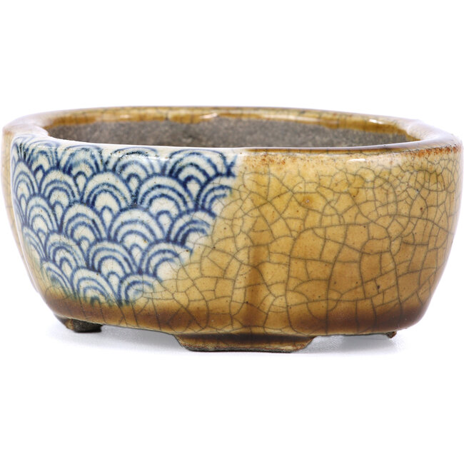 Mokko-beige Bonsaischale von Terahata Satomi Mazan - 101 x 87 x 40 mm