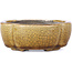 Mokko beige bonsai pot by Terahata Satomi Mazan - 101 x 87 x 40 mm