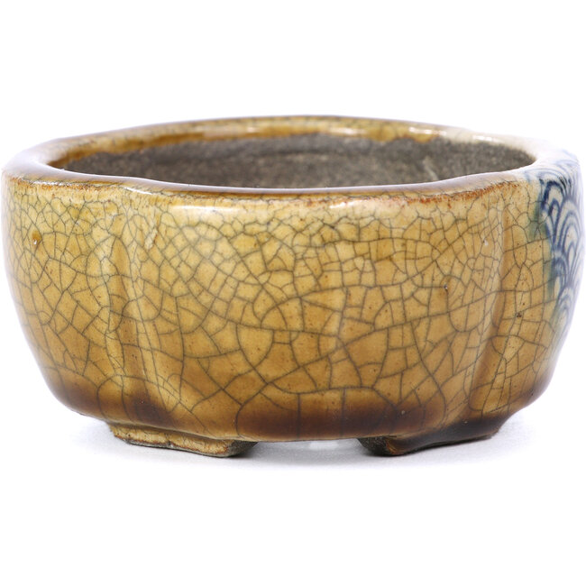 Pot à bonsaï Mokko beige par Terahata Satomi Mazan - 101 x 87 x 40 mm