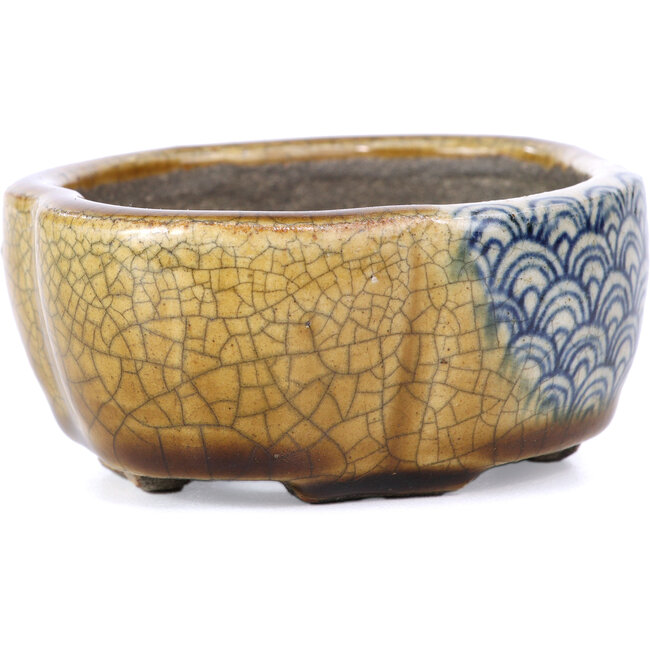 Pot à bonsaï Mokko beige par Terahata Satomi Mazan - 101 x 87 x 40 mm