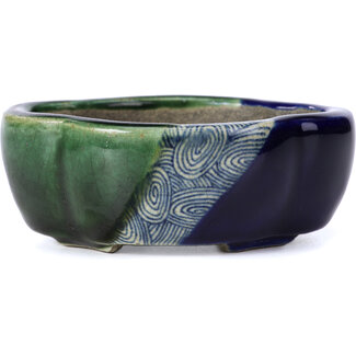 Satomi Mazan, Mazan Terahata Pot à bonsaï vert mokko 101 mm par Terahata Satomi Mazan, Tokoname, Japon