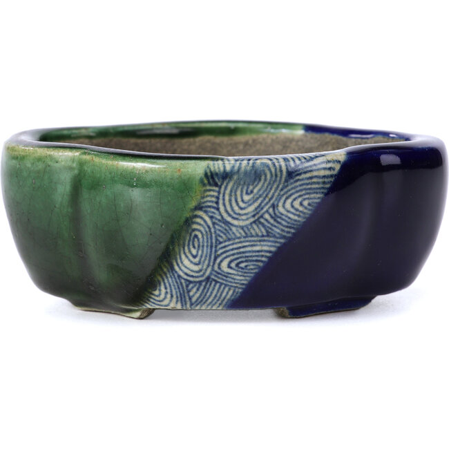 Pot à bonsaï Mokko vert par Terahata Satomi Mazan - 101 x 87 x 40 mm