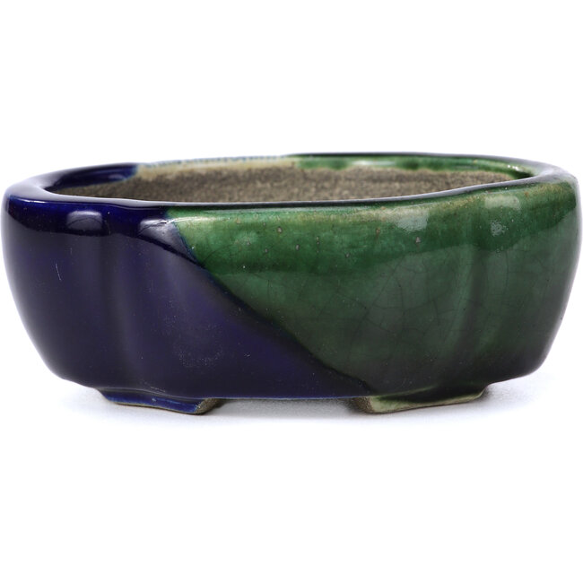 Maceta de bonsái verde Mokko de Terahata Satomi Mazan - 101 x 87 x 40 mm