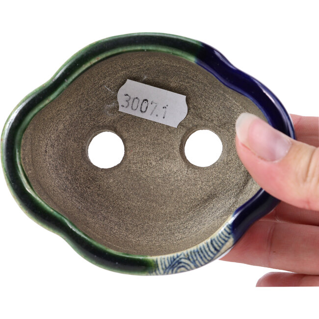 Maceta de bonsái verde Mokko de Terahata Satomi Mazan - 101 x 87 x 40 mm