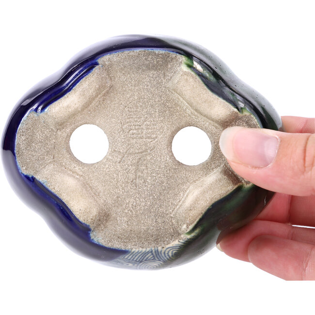 Maceta de bonsái verde Mokko de Terahata Satomi Mazan - 101 x 87 x 40 mm