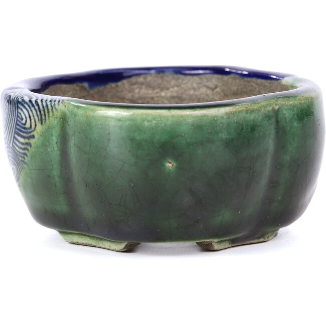 Maceta de bonsái azul Mokko de Terahata Satomi Mazan - 101 x 87 x 40 mm