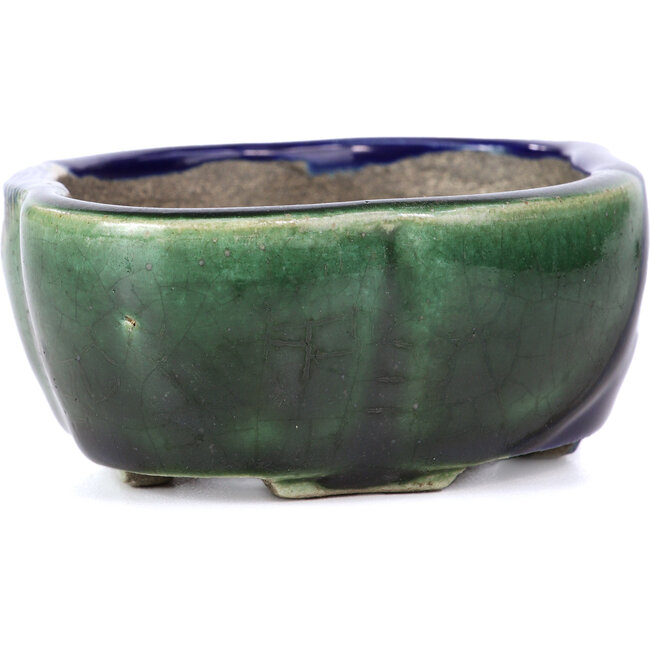 Maceta de bonsái azul Mokko de Terahata Satomi Mazan - 101 x 87 x 40 mm