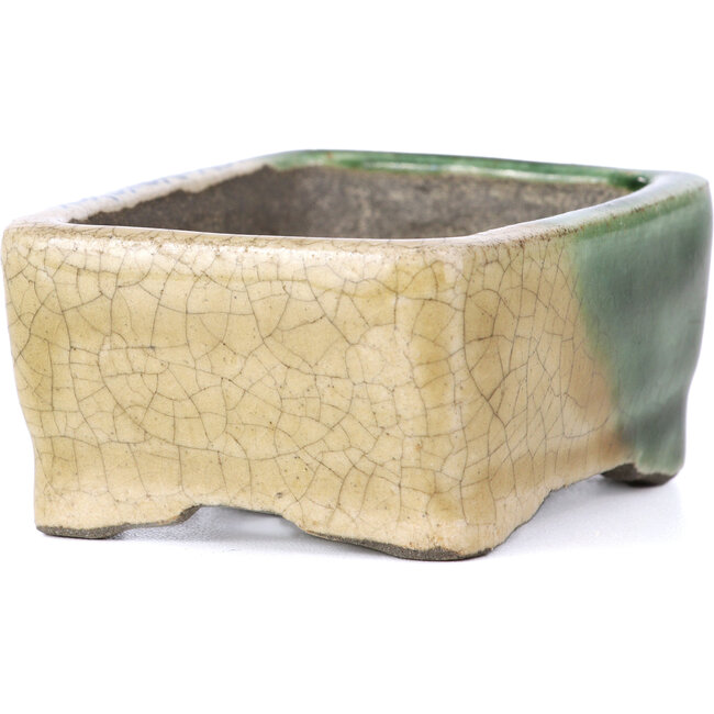 Vaso per bonsai rettangolare beige di Terahata Satomi Mazan - 87 x 65 x 37 mm