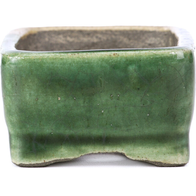 Maceta de bonsái rectangular beige de Terahata Satomi Mazan - 87 x 65 x 37 mm