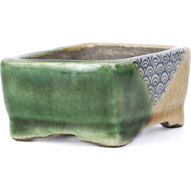 Maceta de bonsái rectangular beige de Terahata Satomi Mazan - 87 x 65 x 37 mm