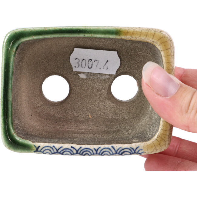 Rechteckige beige Bonsaischale von Terahata Satomi Mazan - 87 x 65 x 37 mm