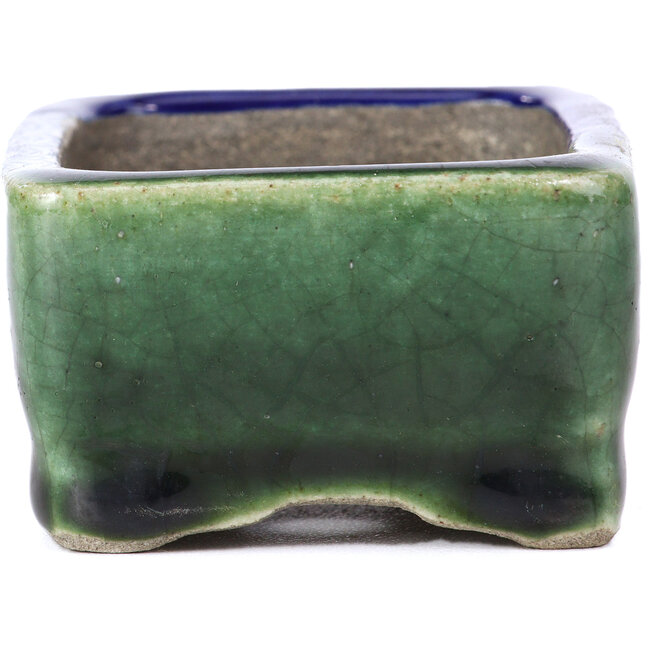 Maceta de bonsái verde rectangular de Terahata Satomi Mazan - 85 x 62 x 37 mm