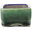 Pot à bonsaï vert rectangulaire par Terahata Satomi Mazan - 85 x 62 x 37 mm