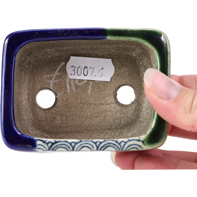 Maceta de bonsái verde rectangular de Terahata Satomi Mazan - 85 x 62 x 37 mm