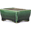 Rectangular green bonsai pot by Terahata Satomi Mazan - 87 x 65 x 37 mm