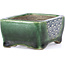 Pot à bonsaï rectangulaire vert par Terahata Satomi Mazan - 87 x 65 x 37 mm