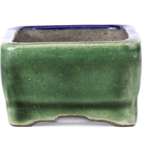 Maceta de bonsái verde rectangular de Terahata Satomi Mazan - 87 x 65 x 37 mm