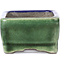 Rectangular green bonsai pot by Terahata Satomi Mazan - 87 x 65 x 37 mm