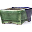 Rectangular green bonsai pot by Terahata Satomi Mazan - 87 x 65 x 37 mm