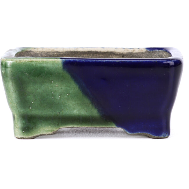 Vaso per bonsai rettangolare verde di Terahata Satomi Mazan - 87 x 65 x 37 mm