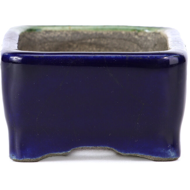 Vaso per bonsai rettangolare verde di Terahata Satomi Mazan - 87 x 65 x 37 mm