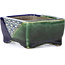 Rectangular green bonsai pot by Terahata Satomi Mazan - 85 x 62 x 37 mm