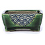 Pot à bonsaï rectangulaire vert par Terahata Satomi Mazan - 87 x 65 x 37 mm