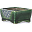 Rectangular green bonsai pot by Terahata Satomi Mazan - 87 x 65 x 37 mm