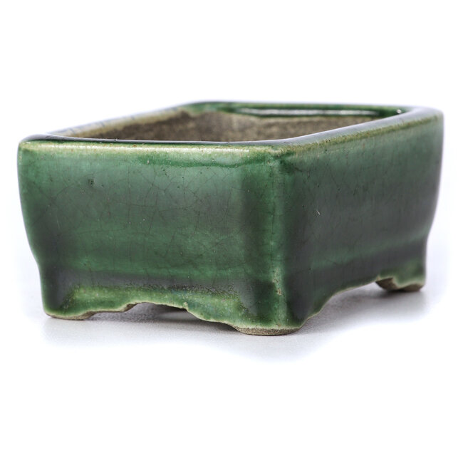 Vaso per bonsai rettangolare verde di Terahata Satomi Mazan - 87 x 65 x 37 mm