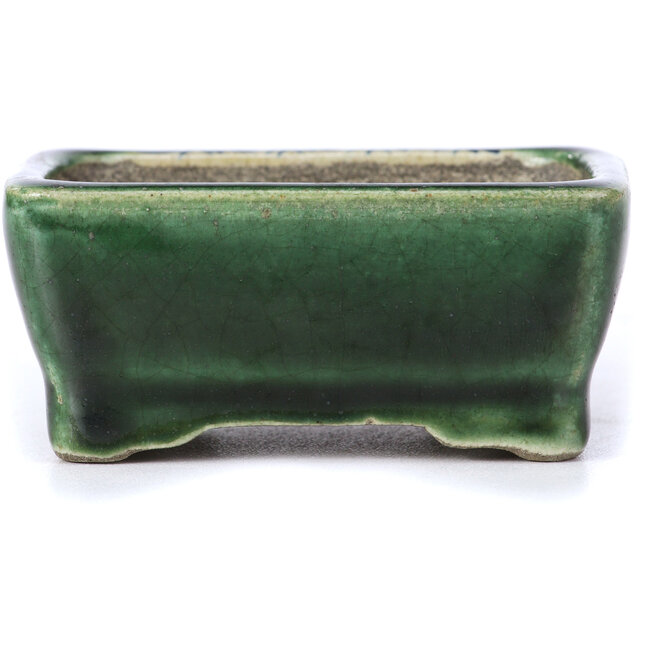 Maceta de bonsái verde rectangular de Terahata Satomi Mazan - 87 x 65 x 37 mm