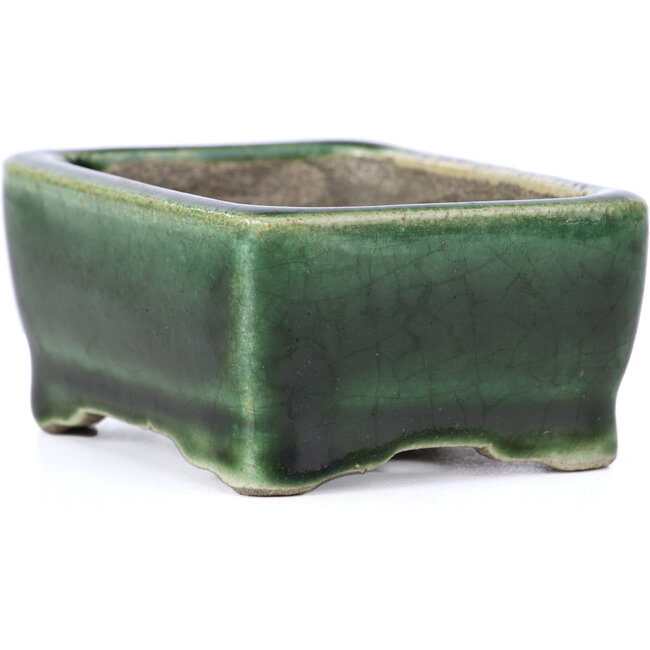 Maceta de bonsái verde rectangular de Terahata Satomi Mazan - 87 x 65 x 37 mm