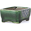 Rectangular green bonsai pot by Terahata Satomi Mazan - 87 x 65 x 37 mm