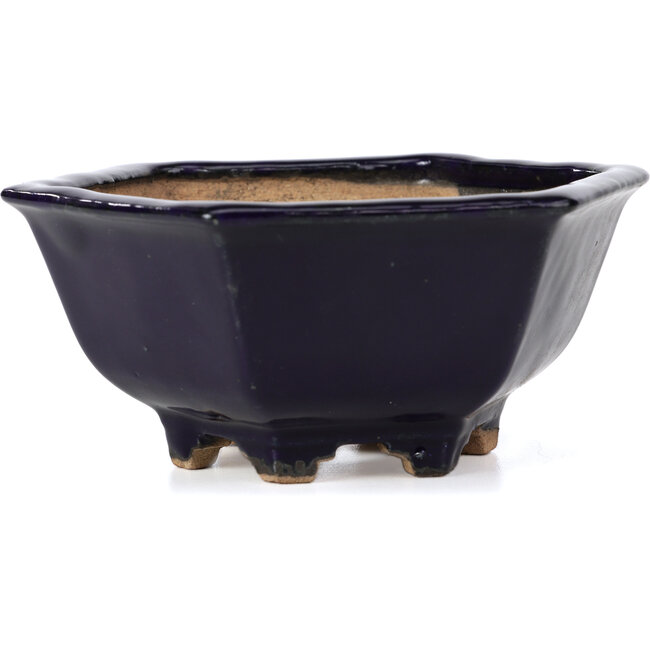 Vaso per bonsai esagonale blu di Hattori - 155 x 140 x 70 mm