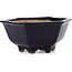 Hexagonal blue bonsai pot by Hattori - 155 x 140 x 70 mm