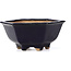 Hexagonal blue bonsai pot by Hattori - 155 x 140 x 70 mm