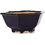 Hexagonal blue bonsai pot by Hattori - 155 x 140 x 70 mm