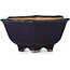 Hexagonal blue bonsai pot by Hattori - 155 x 140 x 70 mm