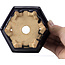 Pot à bonsaï hexagonal bleu par Hattori - 155 x 140 x 70 mm