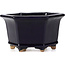 Hexagonal blue bonsai pot by Hattori - 126 x 113 x 72 mm