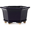 Pot à bonsaï hexagonal bleu par Hattori - 126 x 113 x 72 mm