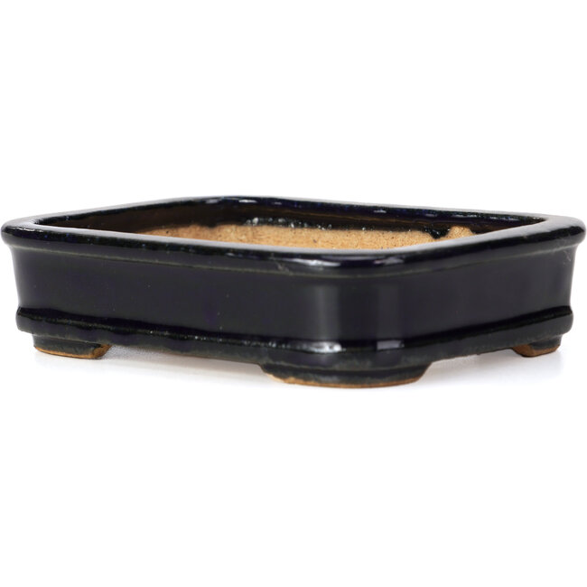 Rectangular blue bonsai pot by Hattori - 135 x 101 x 33 mm