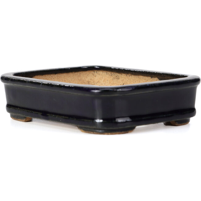 Rechteckige blaue Bonsaischale von Hattori - 135 x 101 x 33 mm