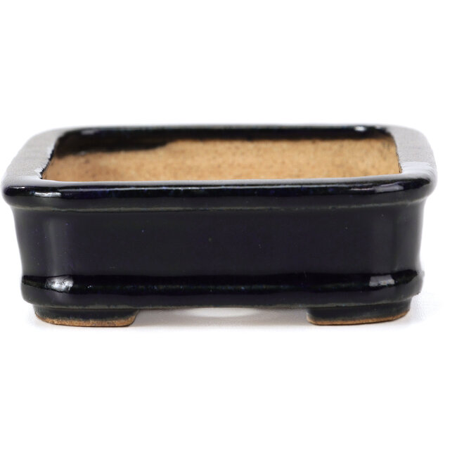 Rectangular blue bonsai pot by Hattori - 135 x 101 x 33 mm