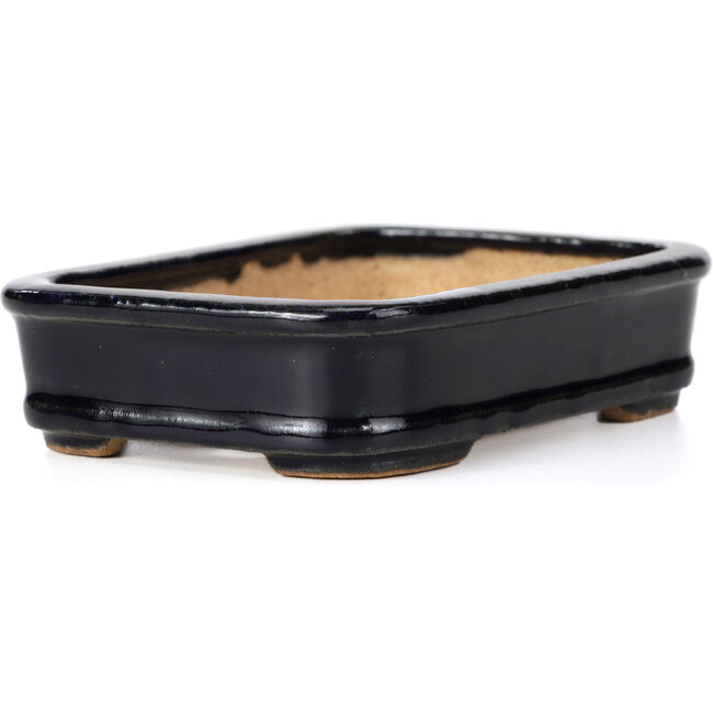 Rectangular blue bonsai pot by Hattori - 135 x 101 x 33 mm