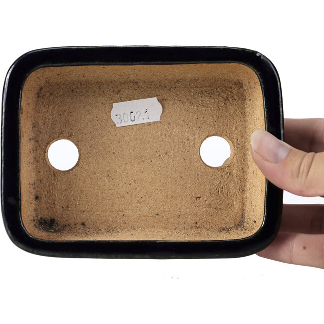 Rectangular blue bonsai pot by Hattori - 135 x 101 x 33 mm