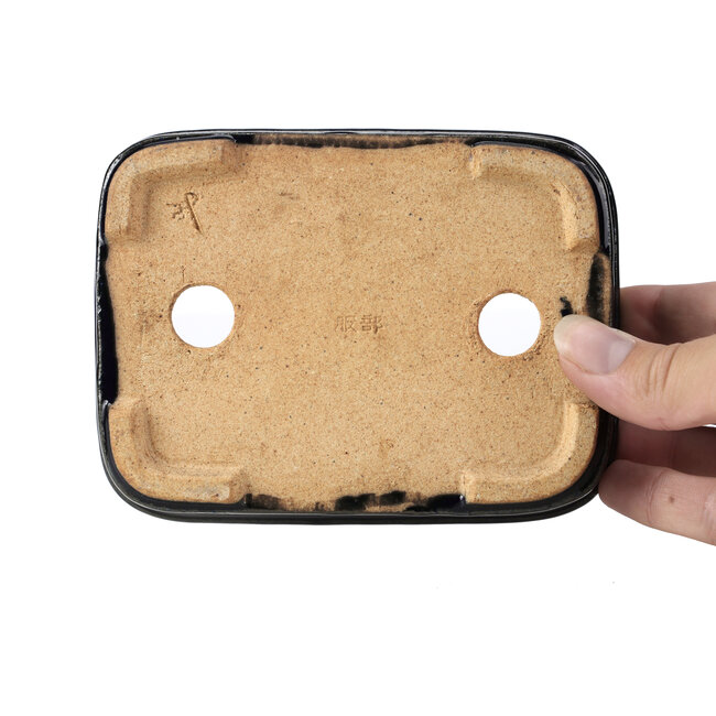 Pot à bonsaï rectangulaire bleu par Hattori - 135 x 101 x 33 mm