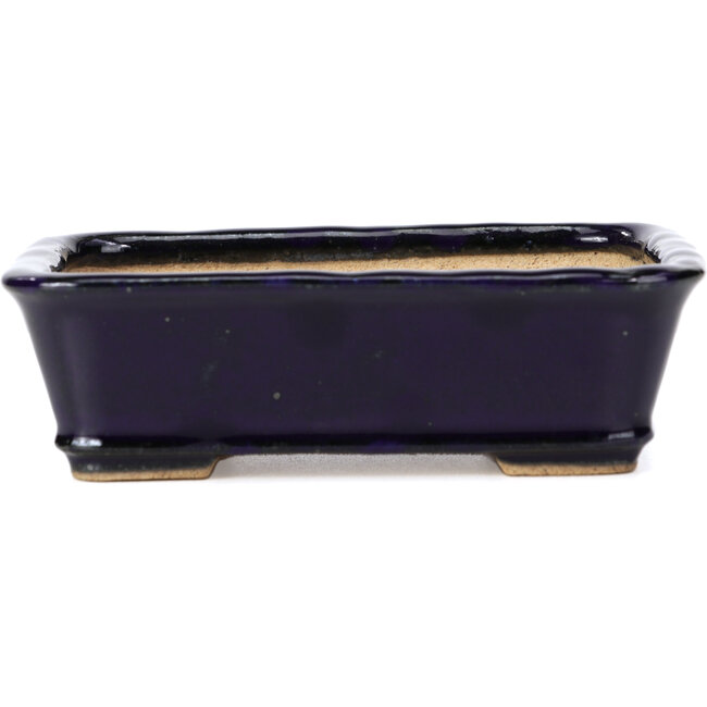 Rectangular blue bonsai pot by Hattori - 142 x 105 x 42 mm