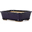 Rectangular blue bonsai pot by Hattori - 142 x 105 x 42 mm