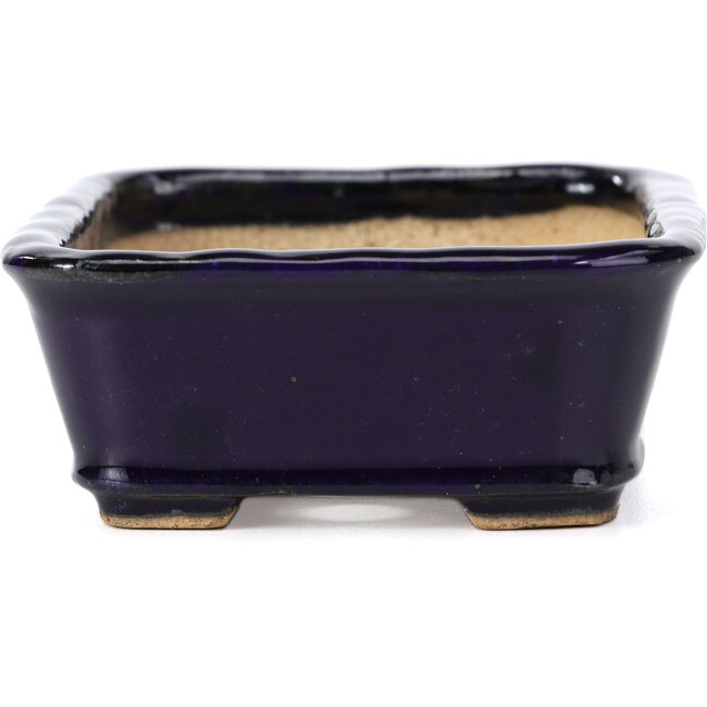 Rechteckige blaue Bonsaischale von Hattori - 142 x 105 x 42 mm